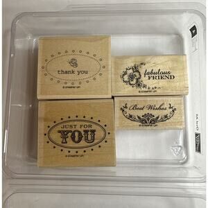 Stampin’ Up Oval All set of 4 rubber stamps Thank‎ You, Best Wishes, Friend